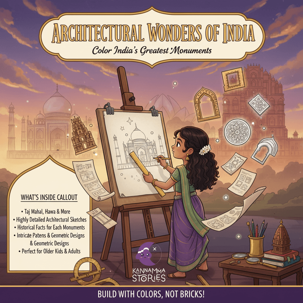 Architectural Wonders of India — personalized coloring book by Kannamma Stories