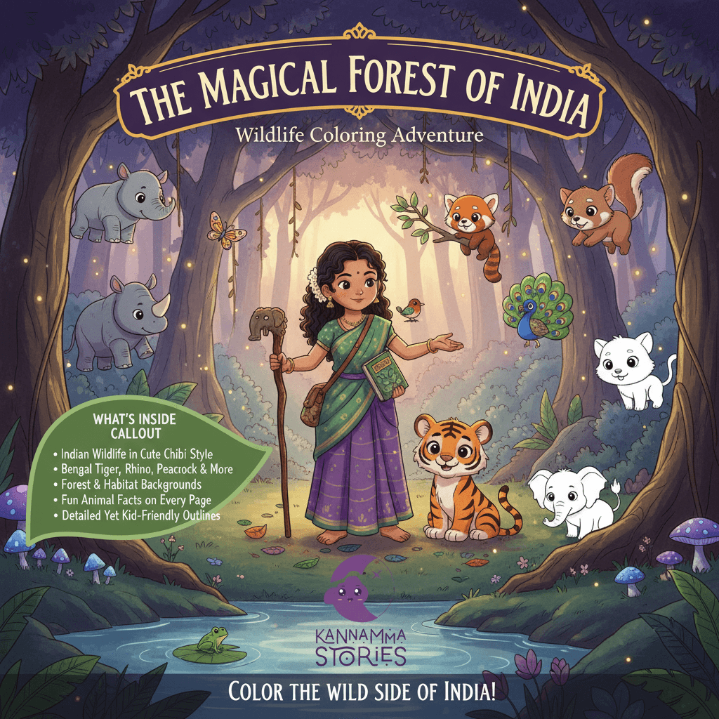 The Magical Forest of India — personalized coloring book by Kannamma Stories
