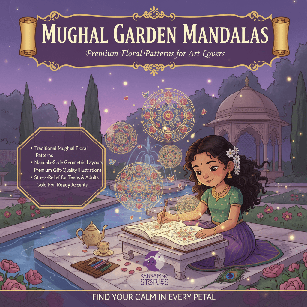 Mughal Garden Mandalas — personalized coloring book by Kannamma Stories