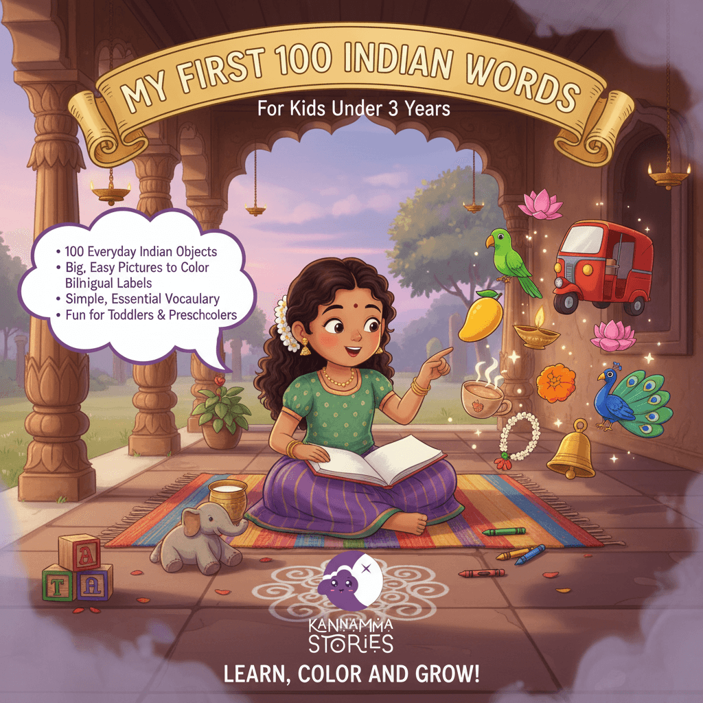 My First 100 Indian Words — personalized coloring book by Kannamma Stories